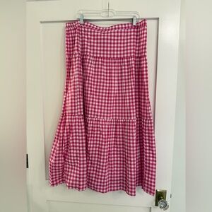 J. Crew Pink Checkered A-Line Skirt NWOT 🌸
